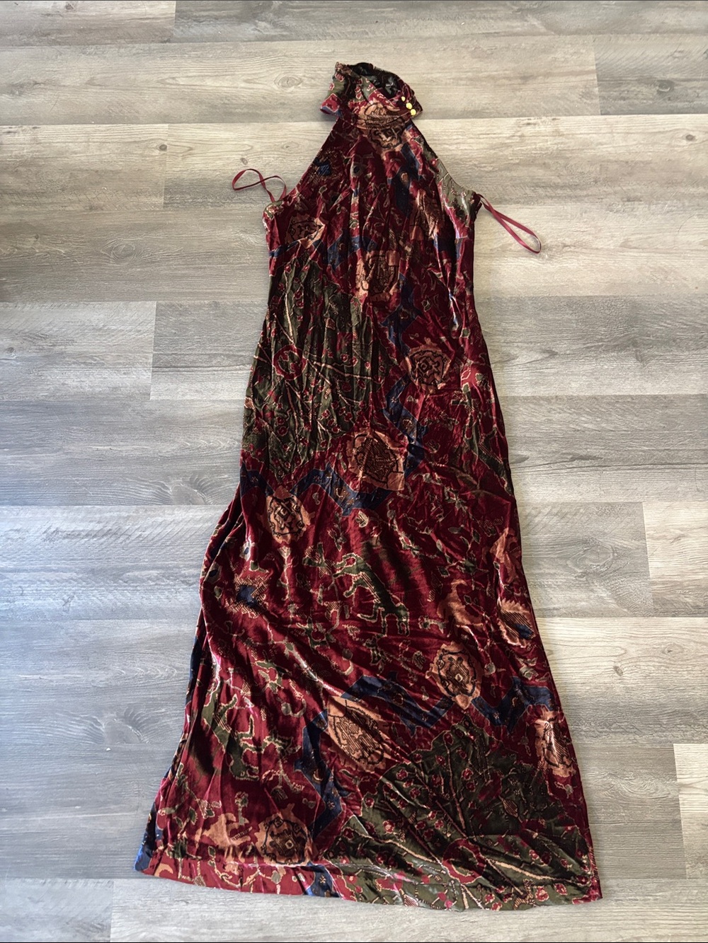 Ralph Lauren Burgundy Floral Velvet Halter Jacket